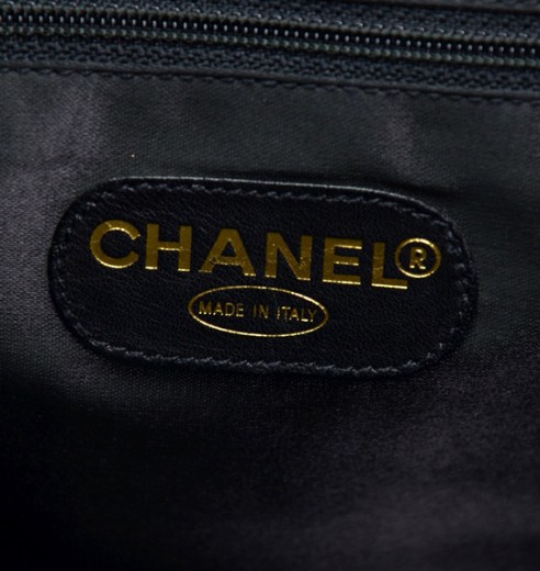 Chanel Chanel Black Caviar Leather Tote Shoulder Bag Gold CC
