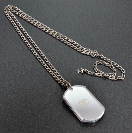 CHANEL VINTAGE DOUBLE-SIDED CROSS DOG TAG NECKLACE