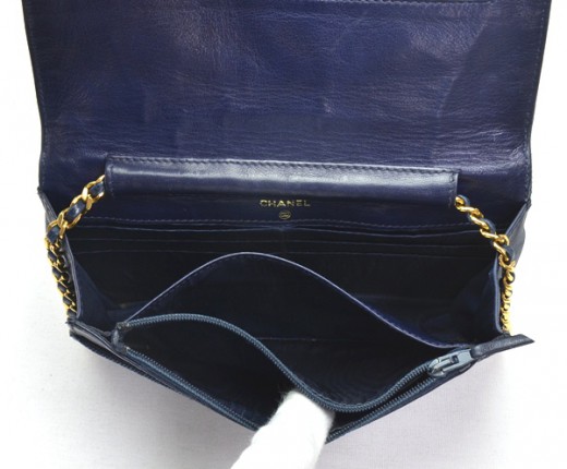 Chanel Vintage Chanel Denim x Leather Wallet On Long Shoulder Chain