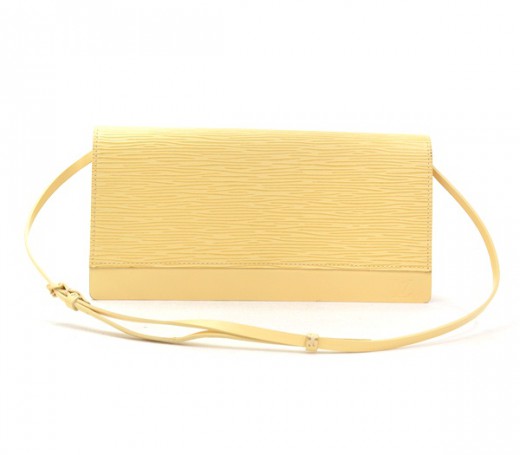 USED Louis Vuitton Yellow Epi Leather Pochette Clutch Bag AUTHENTIC