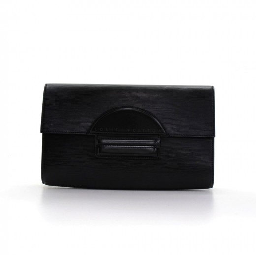 Louis Vuitton Pochette A4 Black Leather Clutch Bag (Pre-Owned)