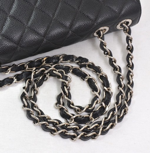 CHANEL Caviar Quilted Chain Shoulder Bag Black Leather Silver ref.204954 -  Joli Closet