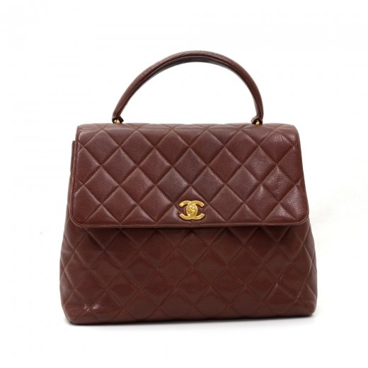 Chanel Chanel 12 Kelly Style Dark Burgundy Quilted Caviar Leather