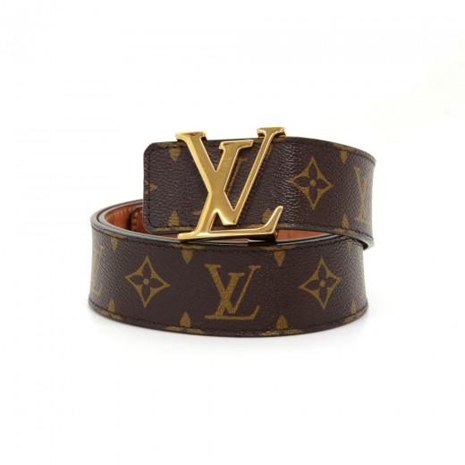 LOUIS VUITTON Black Leather Buckle Belt with Gold LV Logo Size 85