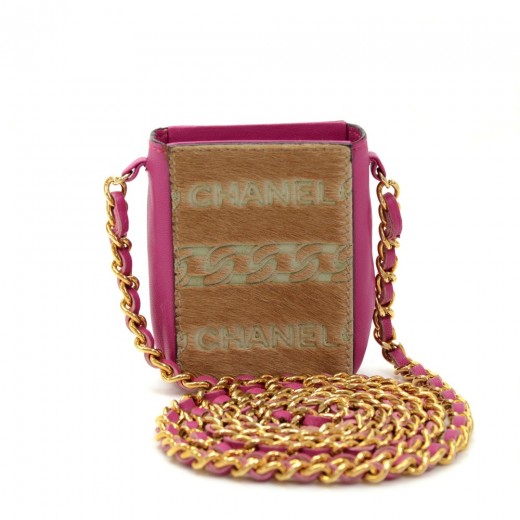 Chanel Chanel Gold Leather Cigarette Case Shoulder Chain CC