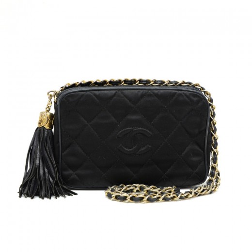 SOLD) genuine pre-owned Chanel vintage satin mini camera bag