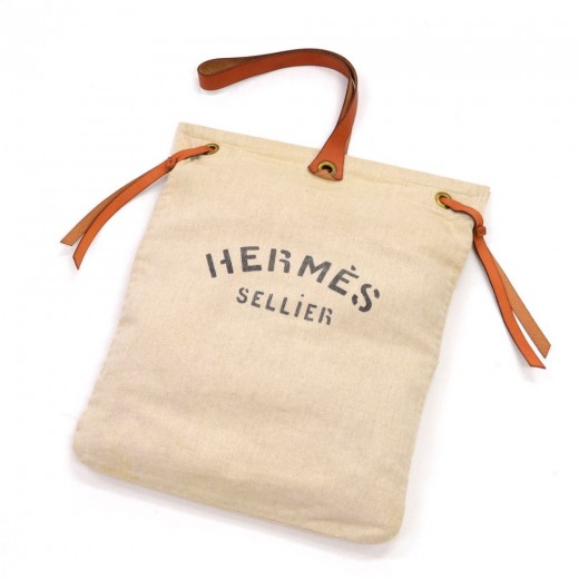 Hermès Burgundy Canvas Tote Bag (Pre-Owned)