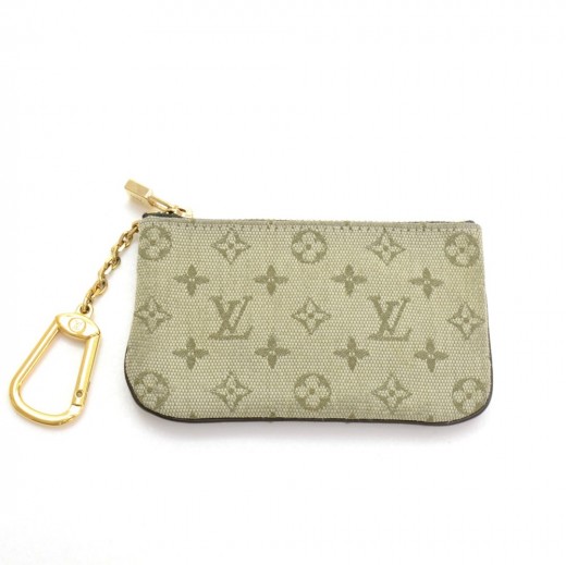 Louis Vuitton Khaki Green Monogram Mini Lin Denim Key Pouch Pochette Cles  80cz72 at 1stDibs