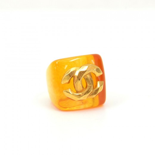 CHANEL Metal CC Heart Ring 52 Gold 936644