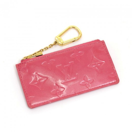 Louis Vuitton Pink Vernis Rayures Heart Coin Pouch Leather Patent