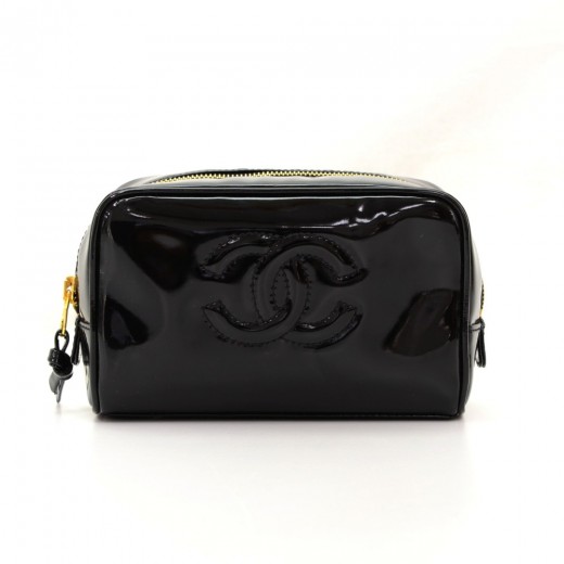 Buy Chanel CC Cosmetic Pouch Quilted Lambskin Medium Black 3256002