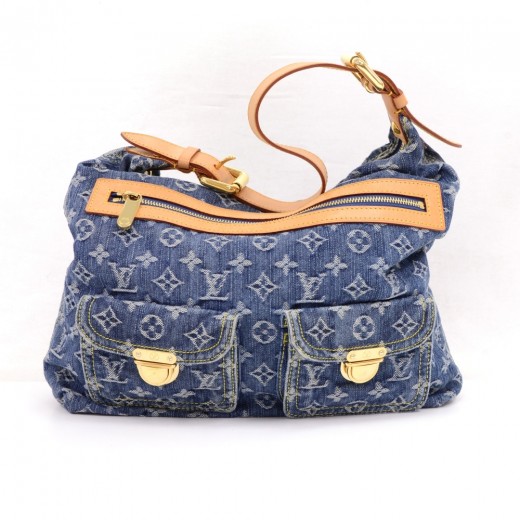 Louis Vuitton Vintage - Monogram Denim Baggy GM Bag - Blue - Denim and  Vachetta Leather Handbag - Luxury High Quality - Avvenice