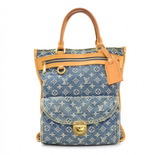 LOUIS VUITTON Tota Bag in two-Tone Blue to Beige Monogram Fabric at 1stDibs