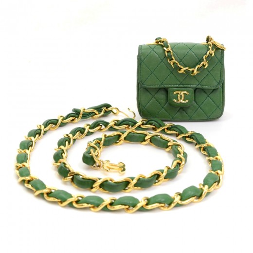 Chanel Baluchon 2012 Turquoise Green Quilted Leather CC Wrap Chain Bag