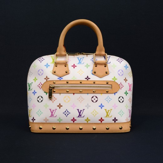 Louis Vuitton 'Alma' White Multicolor Monogram Canvas Handbag