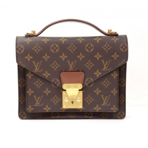 Louis Vuitton Monogram Monceau 2WAY Leather Brown Handbag 897