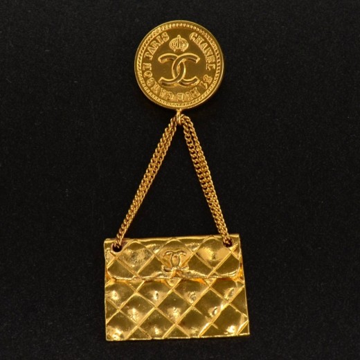 Chanel Chanel Gold Tone Classic Flap Bag Motif Pin Brooch