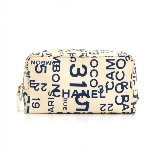 Chanel Chanel White Canvas x Navy Graffiti Large Vanity Cosmetic