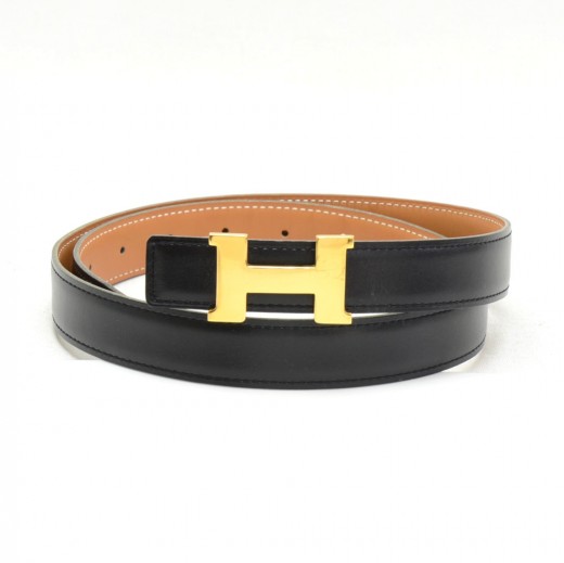 cheap chinese purses - Hermes Hermes Black x Brown Leather x Gold Tone H Buckle Belt Size 80