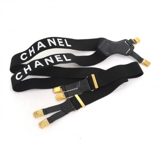 Chanel Chanel Black x White Suspenders Gold Hardware CC SS713