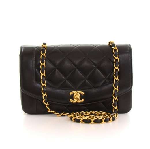 Chanel Chanel Diana Classic Black Quilted Leather Shoulder Flap Bag