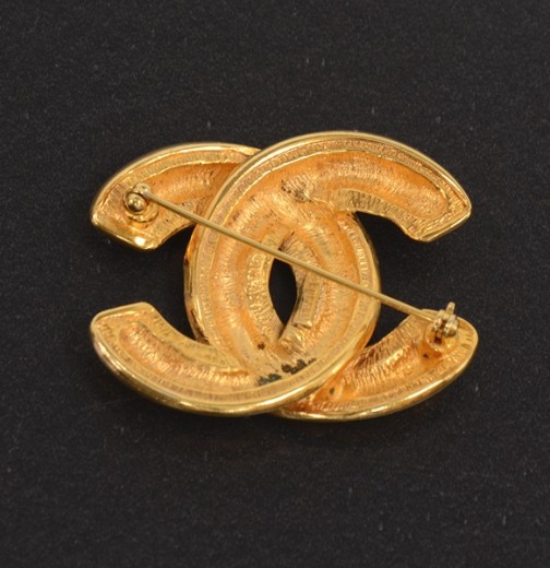 Chanel Chanel Vintage Gold Tone CC Logo Brooch Pin