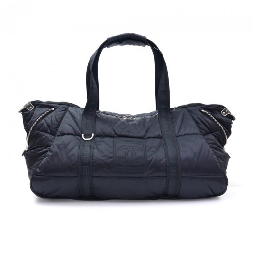 Chanel Large Chanel Sports Line Black Nylon Boston Duffle Bag