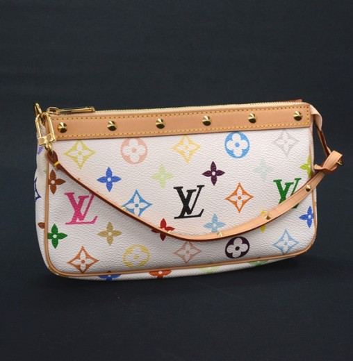 Louis Vuitton White Multicolor Monogram Canvas Accessories Pochette Hand Bag