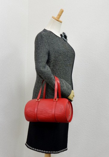 Louis Vuitton - Authenticated Soufflot Vintage Handbag - Leather Red Plain for Women, Very Good Condition