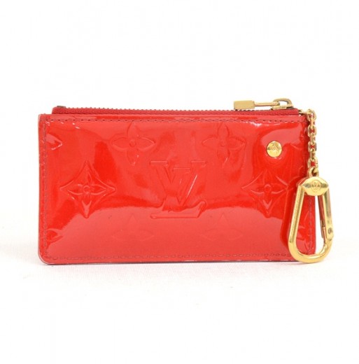 Authentic Louis Vuitton Monogram Vernis Red Key Bag 3-fold 