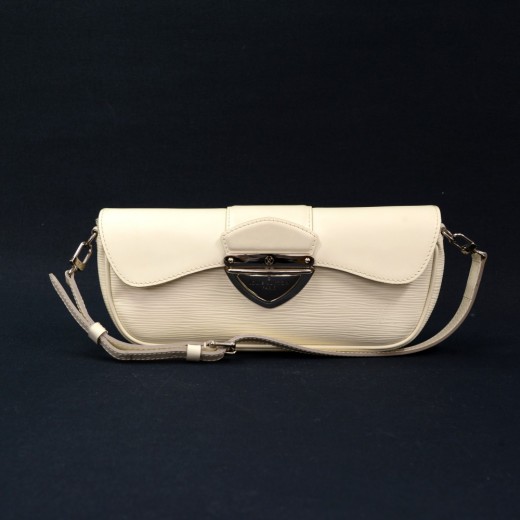 Louis Vuitton White Epi Leather Pochette Montaigne Bag Louis