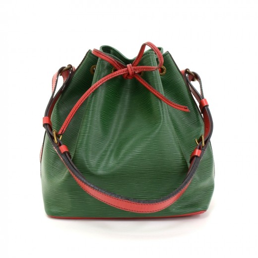 Pre-Owned Louis Vuitton Drawstring Bag Petit Noe Green Red Blue