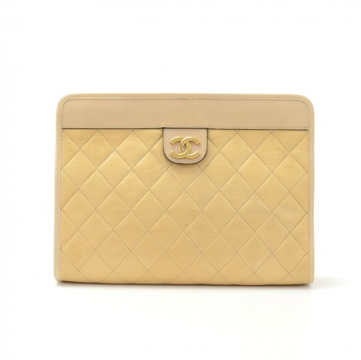 Chanel Classic Flap Clutch Vintage 80's Gold Cc Closure Black Crocodile  Skin Bag