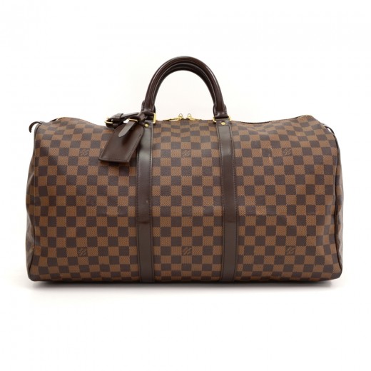 Louis Vuitton Greenwich Travel Bag Damier PM Brown Large Duffle Tote