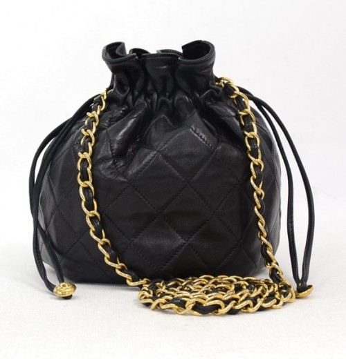 CHANEL Vintage Satin Quilted Black Flap Bag 1990s - Chelsea Vintage Couture