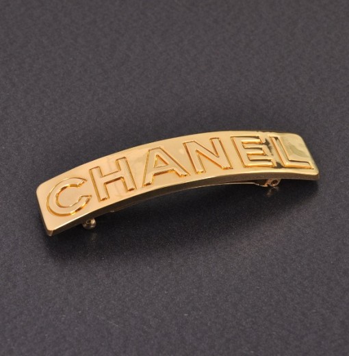 Chanel Vintage Chanel Gold Tone Barrette Hair Clip CC