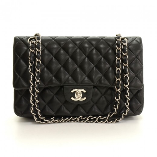 Chanel Chanel 2.55 10 Double Flap Black uilted Leather Shoulder Bag