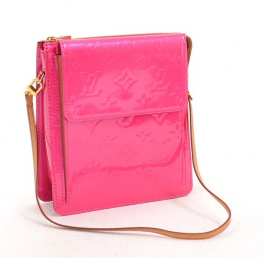 LOUIS VUITTON Monogram Vernis Mott Fuchsia Pink Shoulder Bag