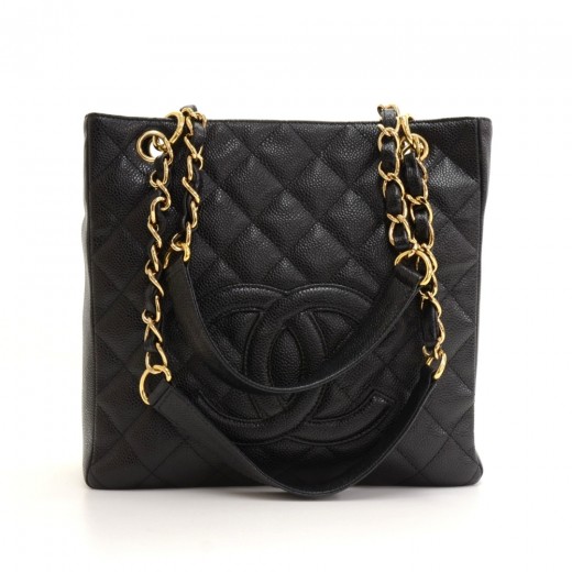 Chanel Chanel PST Black Caviar Quilted Leather Medium Grand