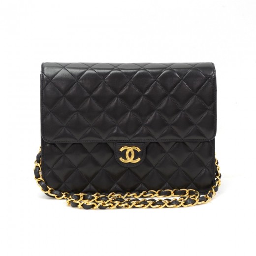 Chanel Black Quilted Aged Glazed Calfskin Double Sided Flap Ruthenium Hardware, 2016-2017 (Like New), Womens Handbag