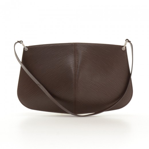 Louis Vuitton Demi-Lune Pochette Bag in Moka Epi Leather with Box