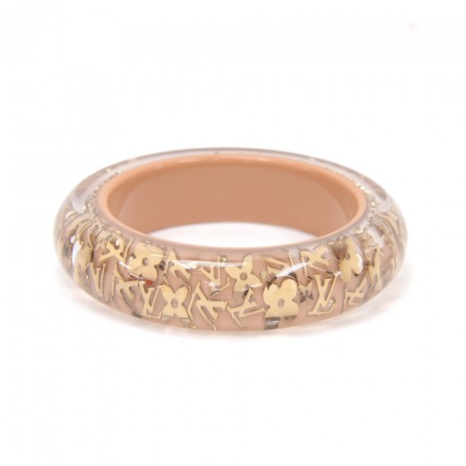Louis Vuitton beige with gold Inclusion resin sequins bangle bracelet  ref.994697 - Joli Closet