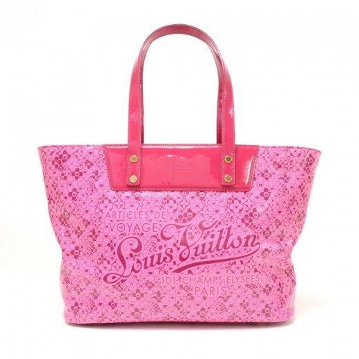 Authentic Louis Vuitton Limited Edition Pink Patent Leather Cosmic Blossom  GM Tote Bag
