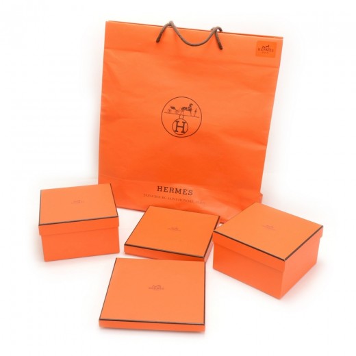 Hermes Hermes Orange Large Shopping Bag + Small Boxes Set of 4