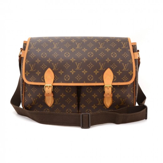 Louis+Vuitton+Gibeciere+Messenger+Bag+GM+Brown+Bag for sale online