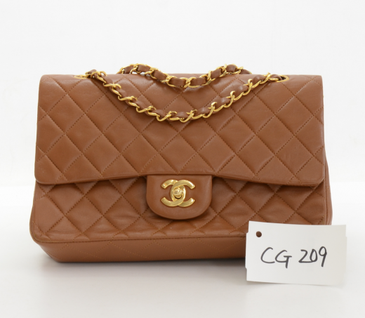 Chanel Chanel  10inch Double Flap Brown Quilted Leather Shoulder ...