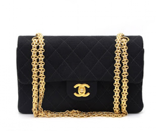 Chanel Chanel 2.55 9 Double Flap Black Quilted Cotton Shoulder Bag
