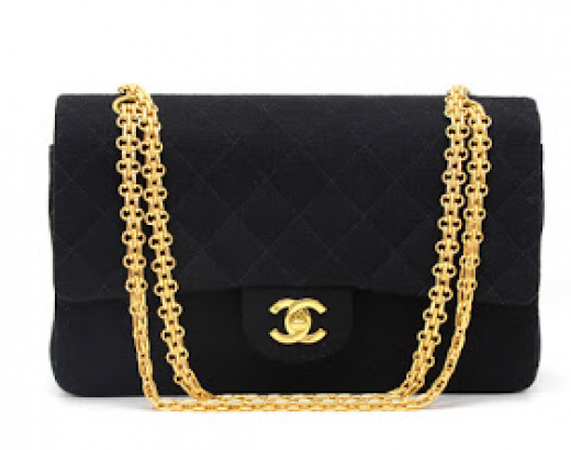 Chanel 125 Chanel Black Cotton Quilted Leather 2.55 10 Shoulder Bag