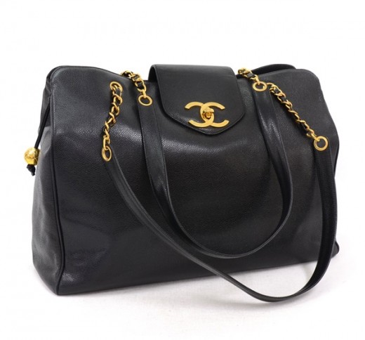 CHANEL Calfskin Stitched XL Weekender Black 297560