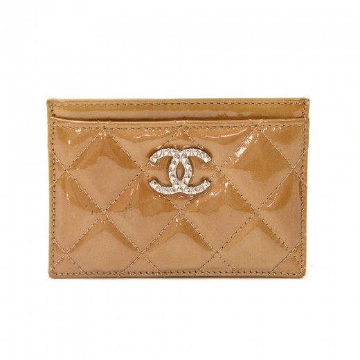 Pre-owned Chanel Leather Card Wallet In Orange